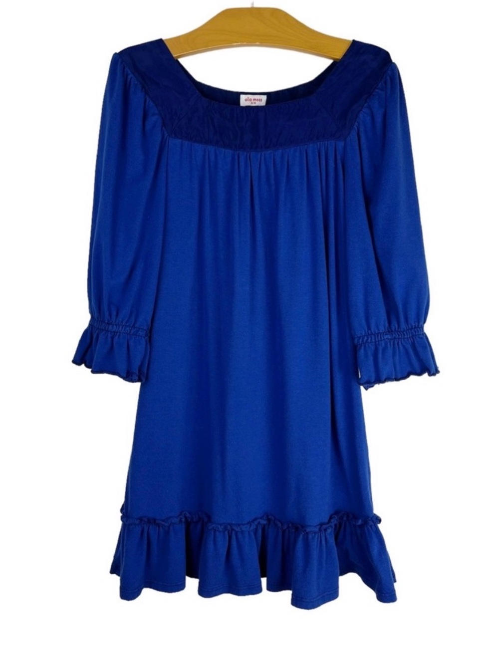 Ella Moss Ruffle Hem Dress Blue Ruffle Cuffs Size 5/6